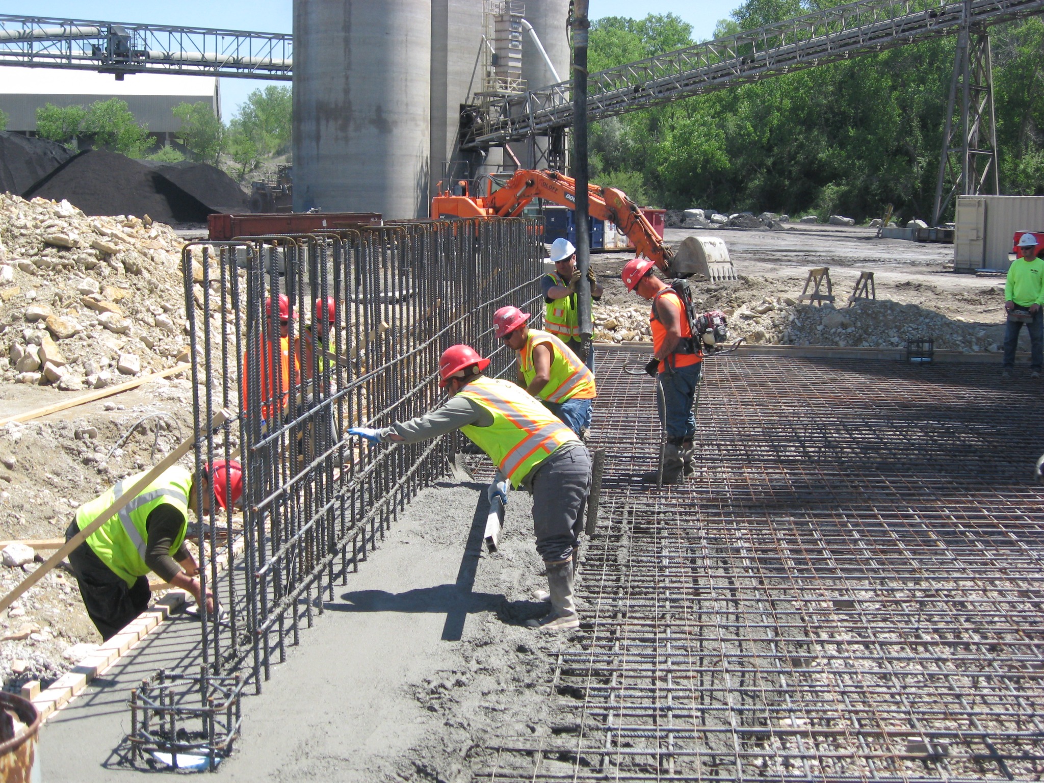 Concrete placement for an industrial foundation.
